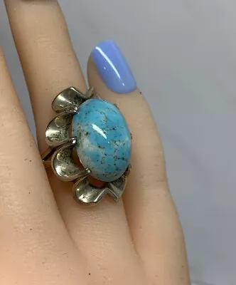 Vintage Sterling Silver Turquoise Ring Size 5 • $94.50