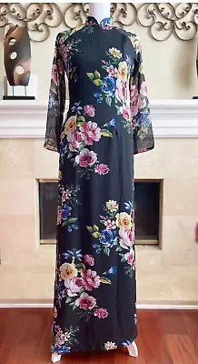 Black Ao Dai Vietnamese IN 3D. Voan 4 Tà . FINAL SALE • $19.90