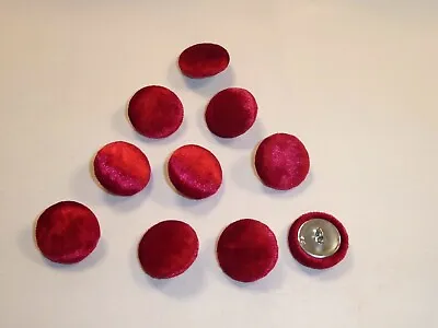 10 X Upholstery Buttons In RED - CRUSHED GLITZ VELVET (Size: 25mm) • £4.95