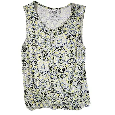 CAbi #257 Women's Medium Green Pattern V Neck Keyhole Front Mosaic Tank Top • $17.98