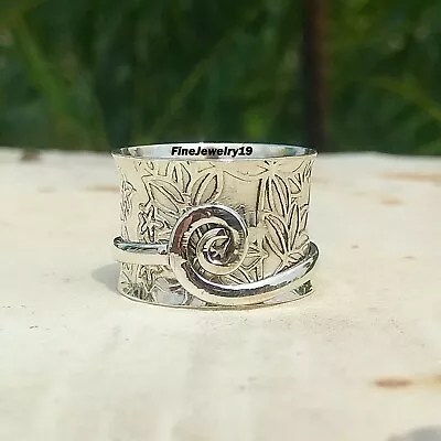 925 Sterling Silver Spinner Ring Band Meditation Statement Handmade Jewelry A95 • $12.44