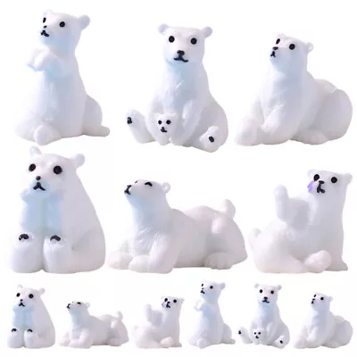 12 Mini Polar Bear Figurines Resin Cake Topper Fairy Garden-ME • £8.29