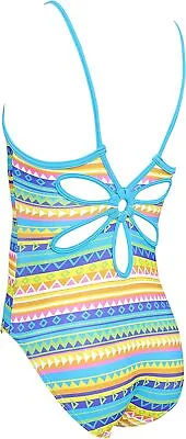 Zoggs Girls Rainbow Yaroomba Swimsuit Age 4-5 5-6 Stripe RRP £22 • £7.97