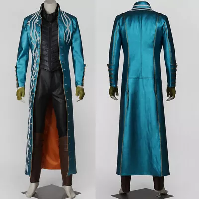 Game Devil May Cry Vergil Cosplay Outfit Blue Jacket Full Set Costume • $59.40