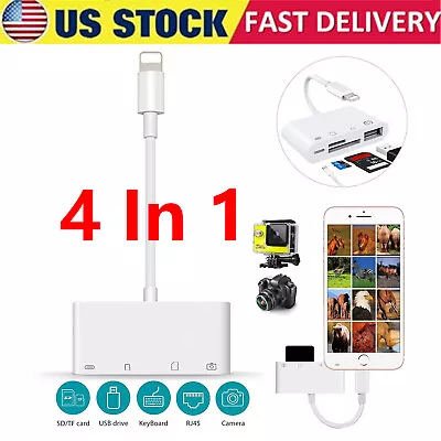 USB To Card Reader Adapter USB Camera Micro SD Memory Slot For IPhone IPad IPod • $10.99