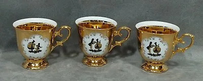 Vintage Bareuther Waldsassen Gold Luster Demitasse Tea Cups And Saucers 6 Sets • $29.95