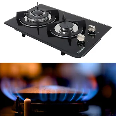 2 Burner Tempered Glass Built-In Cooktop Stove LPG Gas Hob Caravan RV Cooker • £99.95