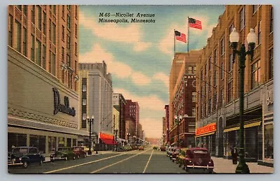 Minneapolis Minnesota Nicollet Avenue Street View Cars Signs MN Postcard Vtg D7 • $6.99