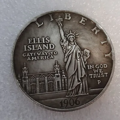 1906 ELLIS ISLAND GATEWAY OF AMERICA One Dollar Hobo Nickel Coin Collectible R1 • $9.90