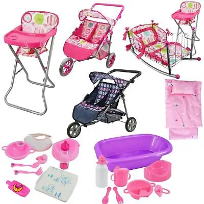 BiBi Doll Furniture Stroller Bedding Feeding Accessories Baby Doll Care Set • £8.49