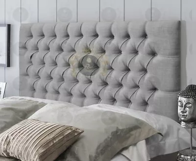 Chesterfield Turin Linen Headboard - 36  Silver - 4ft6 Double • £114.99