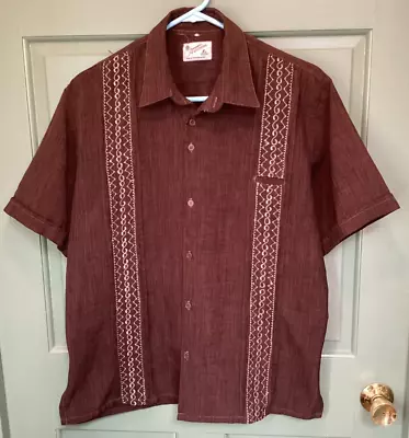 Guayabera Autenticas De Yucatán Mens Embroidered Button-Up Shirt Made In Mexico • $24.98