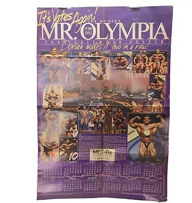 Joe Welder's Mr Olympia 1993 Dorian Yates 2 In A Row Poster Calendar Top 10 Lou • £38.44