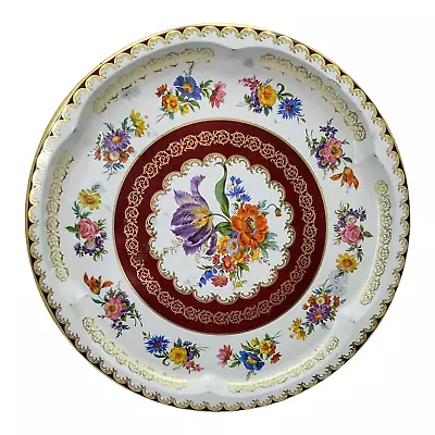 Daher Decorated Ware Round Tin Tray Birds Flowers Made In England 12.5” • $7.99