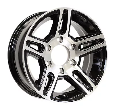 Aluminum Trailer Wheel 15X6 15 Inch Rim Black And Machined 6 Lug YFPN56655BM • $107.97