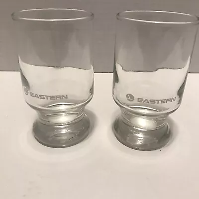 Two Vintage Eastern Airlines EA First Class 5oz Wine Juice Glass 4  Tall • $14.25