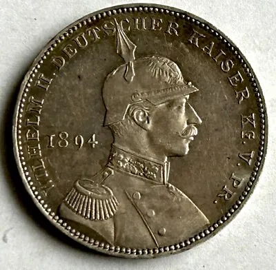 $100 • Buy GERMANY. Prussia. Otto Von Bismarck & Wilhelm II Silver Medal, 1894 - #2
