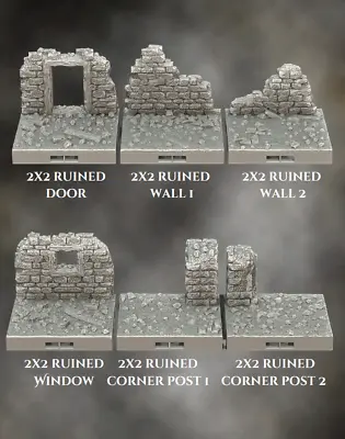 $14 • Buy Ruined Villages Floor & Wall Set Tiles-Aether Studios-2x2-3D Printed Dragonlock