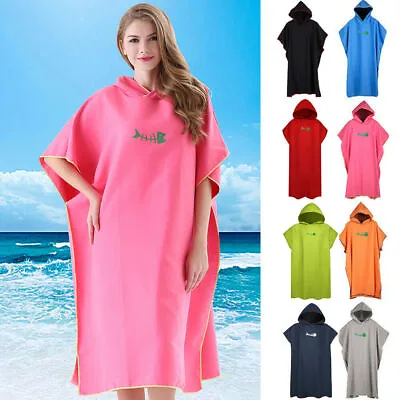 £12.59 • Buy Unisex Poncho Towel Beach Swimming Changing Robe Hooded Quick Dry Adult Bathrobe