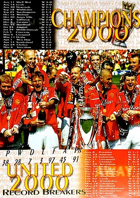 Manchester United EPL CHAMPIONS 2000 RECORD BREAKERS Rare Full-Sized POSTER • $17.99