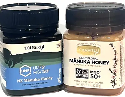 Manuka Honey Tui Bird NZ  MGO 83+ UMF5+COMVICTA MGO 50+ 2 BOTTLES 8.8 OZ EACH • $29.99