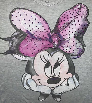Disney Minnie Mouse Swing T-shirt Size L Gray Shimmering Super Cute!! • $13.99