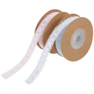  2 Rolls Sewing Lace Ribbons Trim Gift Wrapping Craft Edge Accessories • £7.29