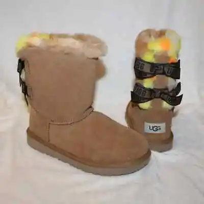 NIB UGG Women's Bailey Bow Classic Short Boots Chestnut Youth 3 4 5 • $84.95