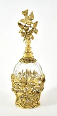 Vtg Matson Ormolu Perfume Bottle Birds Flowers Gold Tone Filigree Glass Dauber • $164.99