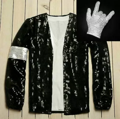 Michael Jackson Costume Dress MJ Billie Jean Jacket Coat Free Billie Jean Gloves • $26.90