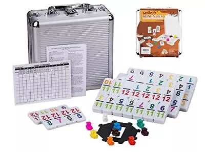 Mexican Train Number Dominoes Set Double 12 Dominoes 91 Tiles Games With Aluminu • $37.66