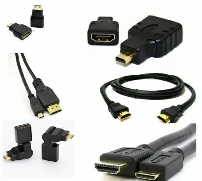 HDMI To HDMI Mini HDMI Micro HDMI Adapter HD Cable Lead Kit PC TV Tablet HDTV • £2.99