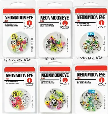 VMC NME Neon Moon Eye Jig Kit Choose 1/32 1/16 Oz Assortment Glow Or UV 10 Pack • $9.99