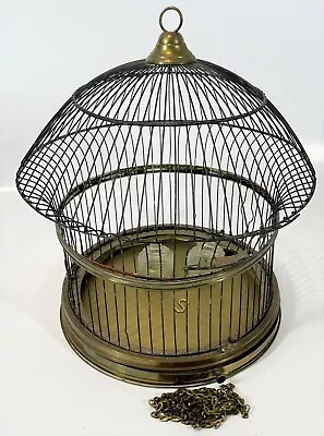 Vintage HENDRYX Brass Hanging Small Lovebird Finch 14  Bell Shape Bird Cage • $119.99