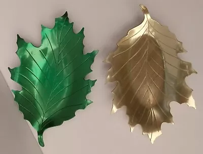 Vtg 50s NEOCRAFT Everlast Metal Aluminum Maple Oak LEAF Green Trinket Dish Fall  • $20