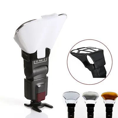 Universal Speedlight Flash Speedlite Bounce Diffuser W/ 3 Color Reflector Card • $5.02