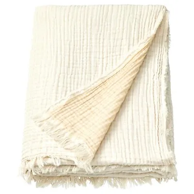 Ikea New VALLKRASSING Throw Off-white 150x200 Cm • £24