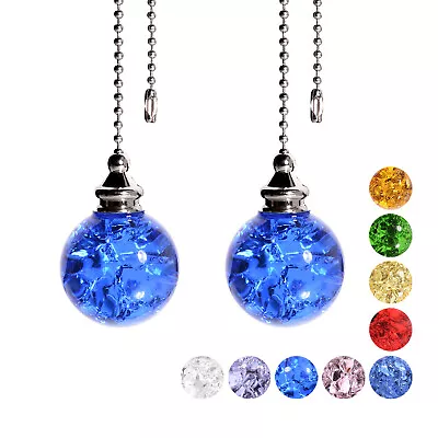 2pcs Crystal Ice Crack Ball Ceiling Fan Pull Chain Ceiling Fan Light Switch 50CM • $11.27