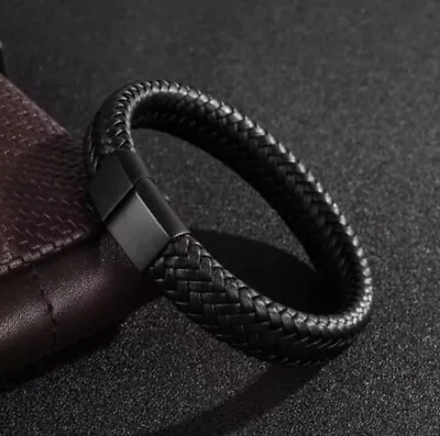 £8.70 • Buy Men Leather Bracelet Clasp Braided Bangle Magnetic Wristband Cuff Fashion Steel 