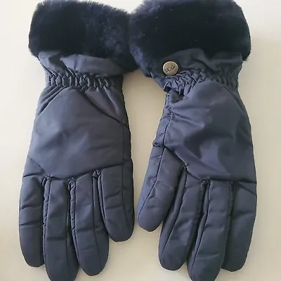 Nwot Womens L/xl Black Fur Trim Ugg All Weather Tech Gloves • $24.95