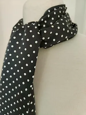 New Men's Designer Black Scarf With White Polka Dot Dress Scarf • £19.99