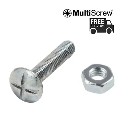 £3.49 • Buy M5 M6 Zinc Roofing Bolts With Cross Slotted Mushroom Head + Full Hex Nut BZP CE
