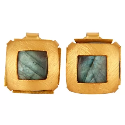 Yellow Gold Plated Turkish Designer Labradorite Stud Earring For Girlfriend Gift • $26.99