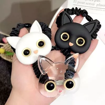 Elastic Cat Charm Hairties - Ladies Kawaii Ponytail Holder Women Hair Accessorie • $10.06