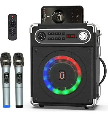 Maquina Corneta De Karaoke Con Dos Microfonos Inalambricos Para Fiestas Publico. • $250.96