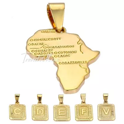  MENS Yellow Gold Filled Initial Letter A-Z Africa Map Pendant Or Charm Necklace • $6.50