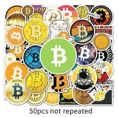 50 Bitcoin Sticker Car Bumper Skateboard Luggage Suitcase Laptop Boat Box Decals • $8.79