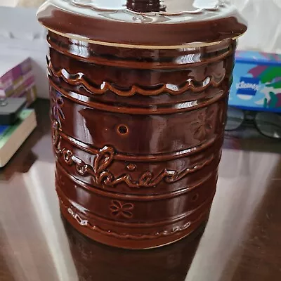 Vintage Marcrest Southwest Brown Daisy Dot Cookie Jar With Lid  • $35.95