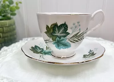 Vintage Elizabethan Fine Bone China Teacup And Saucer Midcentury Foliage • $11.24