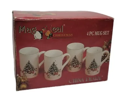 Vintage China Pearl Magical Christmas 4 Piece Mug Set In Box Discontinued • $31.99